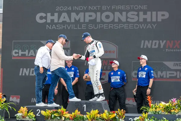 Odiham, İngiltere 'den Firestone serisi LOUIS FOSTER (26) tarafından hazırlanan INDY NXT, Gainbridge' in Lübnan 'daki Nashville Superspeedway' de sunduğu Big Machine Music City Grand Prix 'i kazandı..