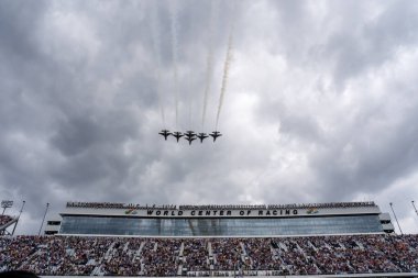 The US Air Force Thunderbirds perform a flyover at the Daytona International Speedway as it plays host to the Daytona 500 in Daytona Beach, FL, USA. clipart