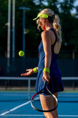 Enerjiyle parlayan genç ve güzel bir atlet, parlak yaz güneşi altında yoğun bir tenis turu atıyor. Onun hızlı hareketleri ve odaklanmış bakışları zarafeti, gücü ve oyuna olan tutkusunu simgeliyor..