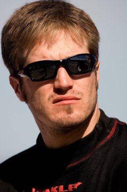 September 28, 2007 - Kansas City, KS, USA: JJ Yeley waits to qualify at Kansas Speedway for the running of the NNCS Lifelock 400 in Kansas City, KS.
