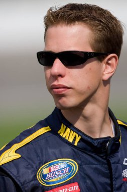 September 29, 2007 - Kansas City, KS, USA: Brad Keselowski waits to qualify at Kansas Speedway for the running of the NBS Yellow Transportation 300 in Kansas City, KS.