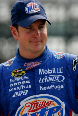 Indianapolis, IN - 4 Ağustos 2007: Long Pond, PA 'daki Pocono Hipodromu' nda Pennsylvania 500 elemeleri sırasında Kurt Busch.