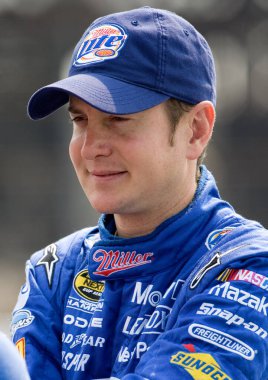 Pocono, PA USA - 3 Ağustos 2007: Kurt Busch, Pocono 'daki NNCS Pennsylvania 500 koşusuna katılmak için Pocono Hipodromu' nda bekliyor..