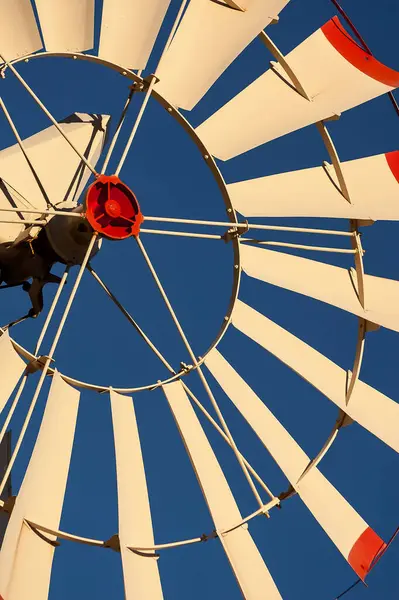 Bir su kulesi ve yel değirmeni Kaliforniya çölünün berrak mavi gökyüzünün altında, güneş yanığı toprak ve seyrek çalılarla çevrili, zamansız, kırsal batı cazibesini çağrıştıran,.