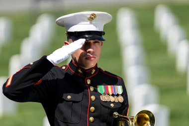 Bir deniz piyadesi musluk çalarken dokunaklı bir an başlıyor. Şehit düşmüş bir gaziyi resmi bir selamla onurlandırıyor ve ulusal bir askeri mezarlıkta defnediliyor..