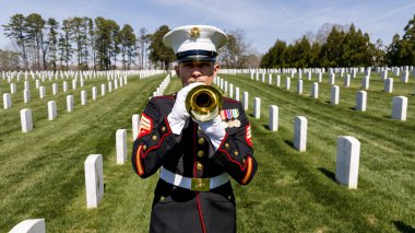 Bir deniz piyadesi musluk çalarken dokunaklı bir an başlıyor. Şehit düşmüş bir gaziyi resmi bir selamla onurlandırıyor ve ulusal bir askeri mezarlıkta defnediliyor..