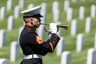 Bir deniz piyadesi musluk çalarken dokunaklı bir an başlıyor. Şehit düşmüş bir gaziyi resmi bir selamla onurlandırıyor ve ulusal bir askeri mezarlıkta defnediliyor..