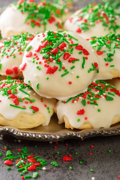 Italské Vánoční Cukroví Jsou Měkké Máslové Nadýchané Nádechem Vanilkové Pečeti — Stock fotografie