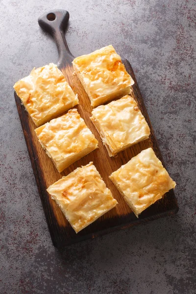 Galaktoboureko Traditional Greek Dessert Featuring Custard Crispy Phyllo Pastry Closeup — Fotografia de Stock