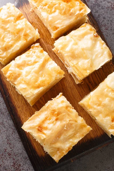 Galaktoboureko Pie Creamy Greek Semolina Milk Custard Baked Phyllo Closeup — Fotografia de Stock