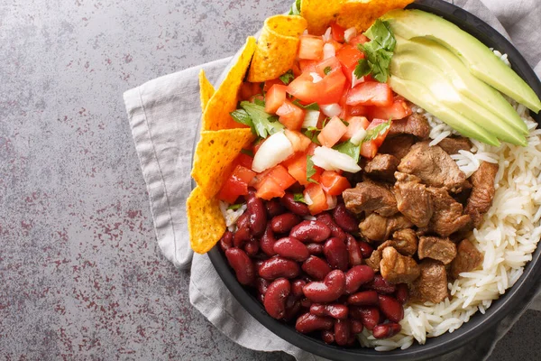 Chifrijo Delicious Traditional Costa Rican Dish Made Red Beans Pork Stockfoto