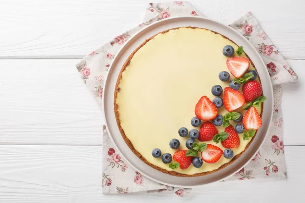 Cheesecake Met Verse Bessen Aardbei Bosbes New York Dessert Sluit — Stockfoto