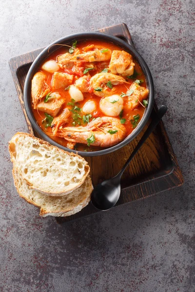 Brudet Brodetto Tasty Stew Fish Seafood Shrimps Scallops Calamari Mussels — Stock Photo, Image