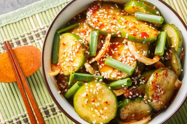 Homemade Muchim Est Une Salade Coréenne Concombre Épicé Mélangé Avec — Photo