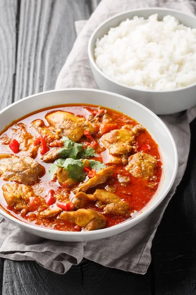 Pollo Jugoso Tierno Curry Birmano Está Bañado Una Salsa Picante — Foto de Stock