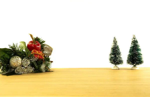 Decorazione Moderna Dell Albero Natale Gingilli Natale Pavimento Woorden Contro — Foto Stock