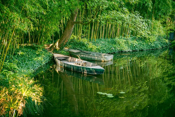 stock image View of Monet garden used in his paintings, in giverny in france with two small boats