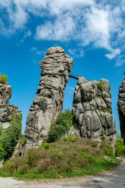 Alemania Externsteine Una Formación Roca Arenisca Cuyas Formas Marchitas Han — Foto de Stock