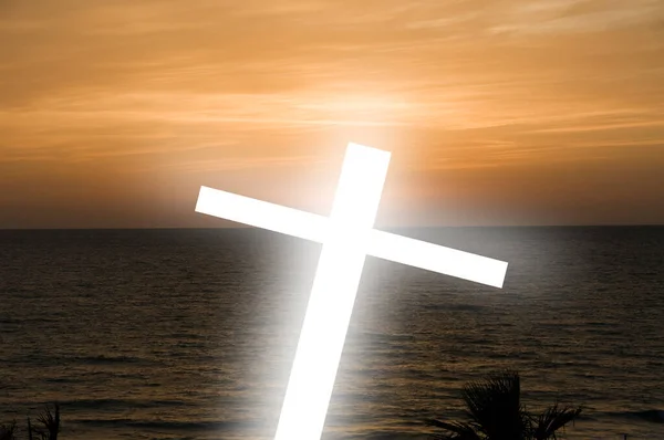 Білий Хрест Символ Пасхи Островилі Світі — стокове фото