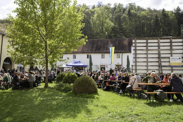 stock image Berching,germany,30-04-2023:the famous labor day in germany with party beer and musicx