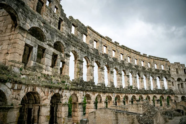 Pula Arena Een Romeins Amfitheater Gelegen Pula Kroatië Gebouwd Ongeveer — Stockfoto