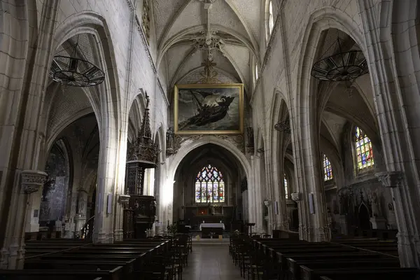 stock image Eglise Saint Jacques Le Treport Normandy France indoor with beautiful paintings and decorations