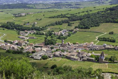 la roche de solutre üzüm bağları, Burgonya, Fransa ile çevre