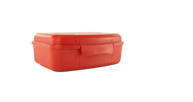 Şeffaf arkaplanda yalıtılmış kırmızı beslenme çantası 