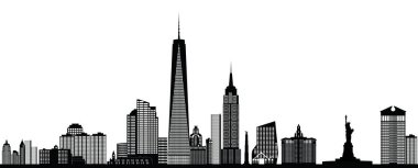 New York, Amerika 'da anıtlar, kuleler ve manhatten ile gökyüzü