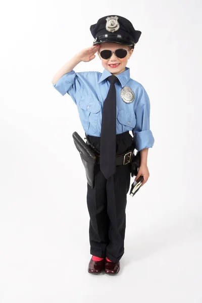 Menina Vestida Como Policial — Fotografia de Stock