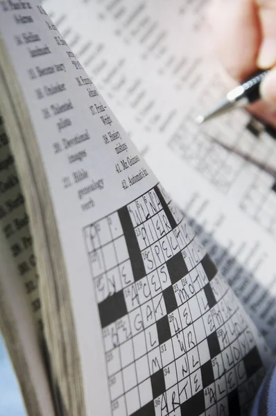 Pen和Crossword Puzzle人 — 图库照片