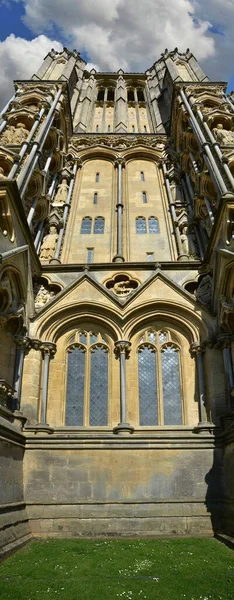 Pemandangan Yang Mengesankan Dari Arsitektur Gotik Katedral Wells Somerset Inggris — Stok Foto