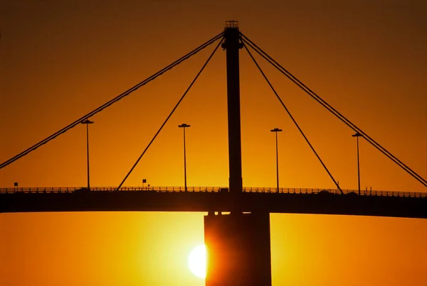 Westgate Bridge Sunset Silhouette Melbourne Australia — Zdjęcie stockowe