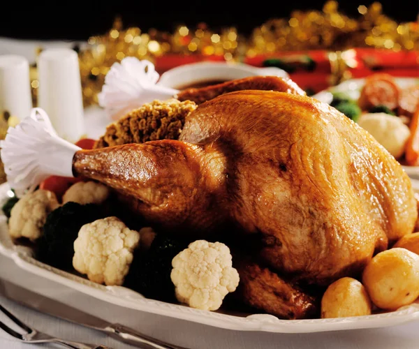 Closeup Roast Turkey Dinner — Stock Photo, Image
