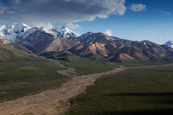 Paisaje Con Montañas Parque Nacional Denali Alaska —  Fotos de Stock