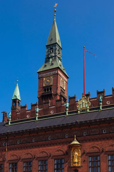 Uhrturm Des Rathauses Kopenhagen Dänemark — Stockfoto