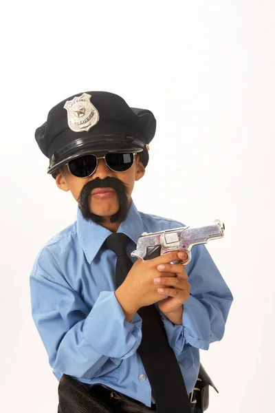 Хлопчик Одягнений Поліцейський — стокове фото