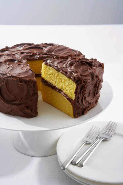 Torta Csokoládé Cukormázzal Közelkép — Stock Fotó