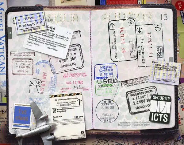 Paszport Znaczkami Zbliżenie — Zdjęcie stockowe