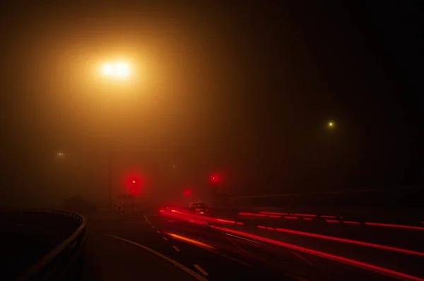 Ruch Autostradzie Nocy — Zdjęcie stockowe