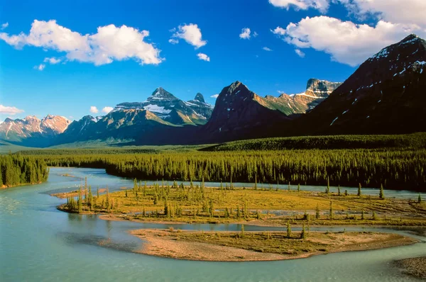 Landschappelijk Uitzicht Rivier Athabasca Geit Lick Viewpoint Jasper National Park — Stockfoto