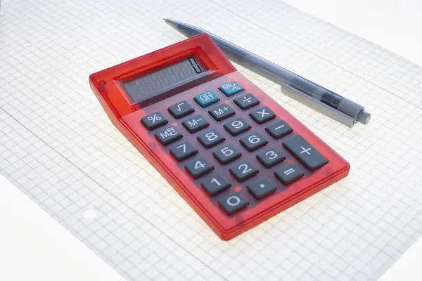 Kalkulator Długopis Papier Graficzny — Zdjęcie stockowe