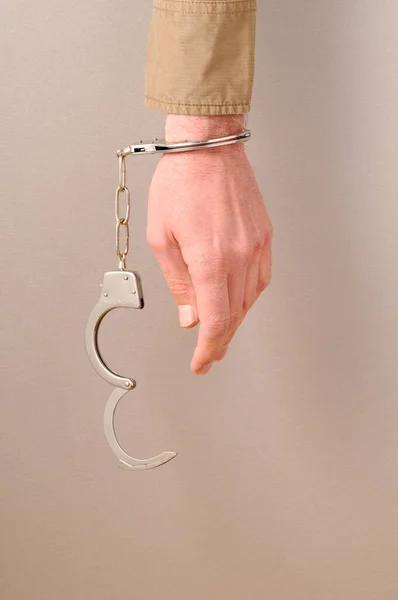 Handcuffs Man Wrist — Stock Photo, Image