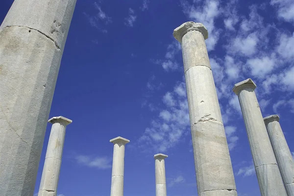 Columns Sky Archaeological Site Delos Greece — Stock Photo, Image