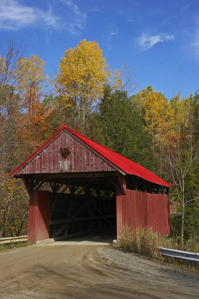 Red Bridge Morristown Vermont Usa — Stock Photo, Image