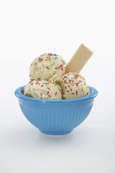 Bowl Vanilla Ice Cream Sprinkles — Stock Photo, Image