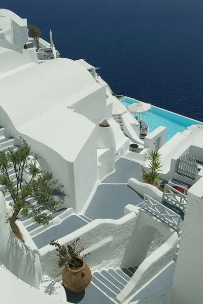 Przegląd Hotelu Oceanu Oia Santorini Wyspy Cykladowe Grecja — Zdjęcie stockowe
