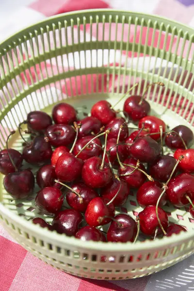 Bowl Fresh Red Cherries Kitchen — Stock Photo, Image