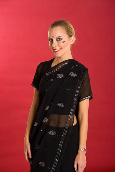 Ritratto Donna Che Indossa Sari — Foto Stock