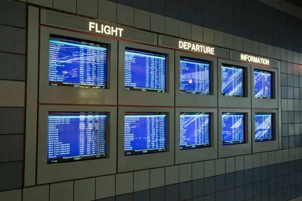 Ekrany Informacjami Lotniczymi Chicago Illinois Usa — Zdjęcie stockowe